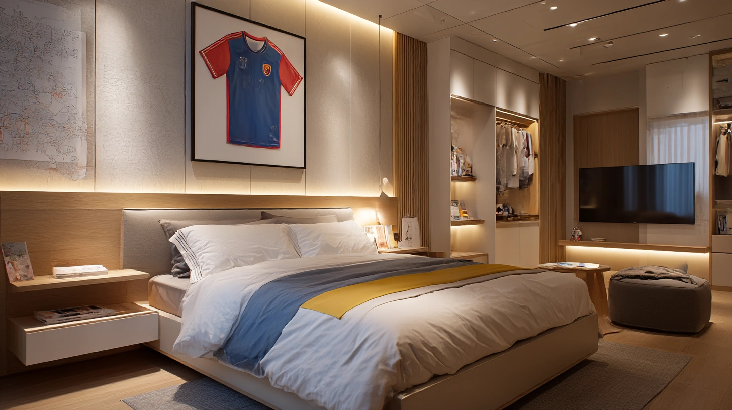 zainy A modern stylish football fan bedroom designed with a c 893237c4 d07a 4351 adb1 0ed30c197a35 3