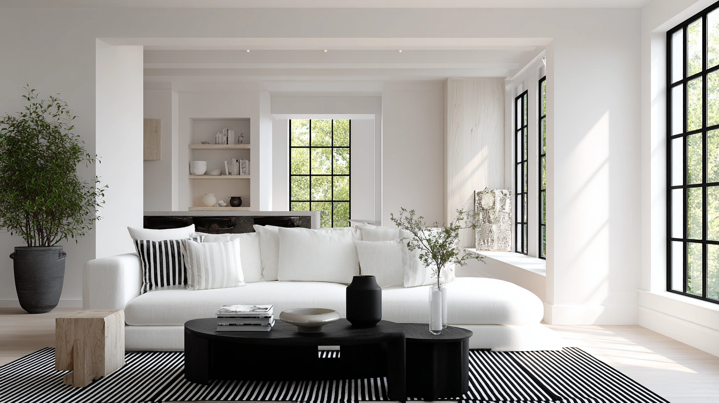 zainy A crisp modern summer interior scene featuring a black 399c19da cebc 4663 b1fc d0b639224548 2