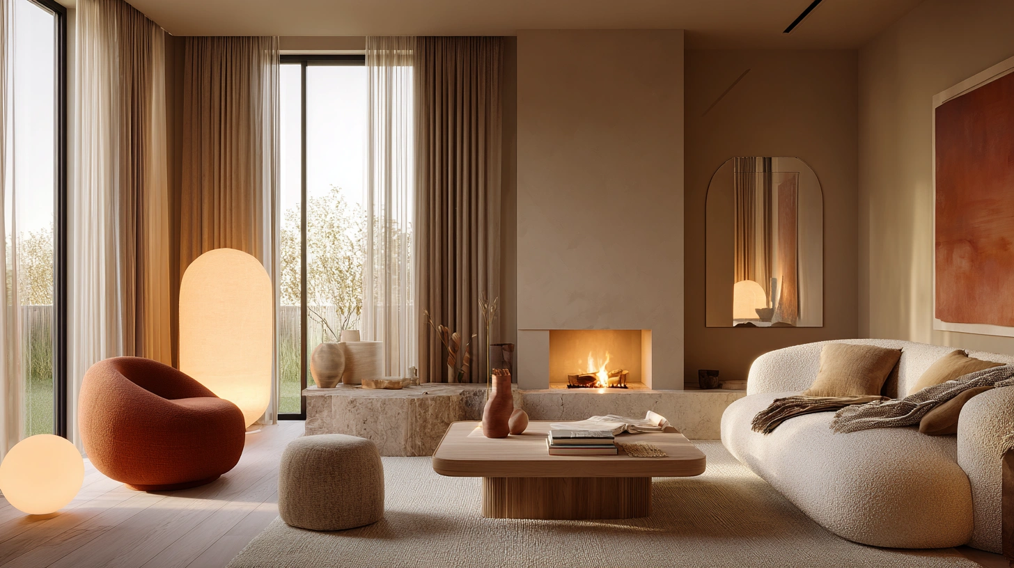 zainy A warm modern living room designed for comfort and atmo 1027467a ab89 47dc a818 011d5ae370ec 3