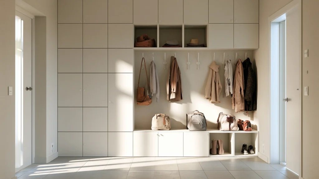 14 Best IKEA Mudroom Ideas for an Organized Entryway 2 zainy A modern photorealistic IKEA style mudroom entryway fea b3aaa153 f13f 4017 b414 313742e0ee14 1