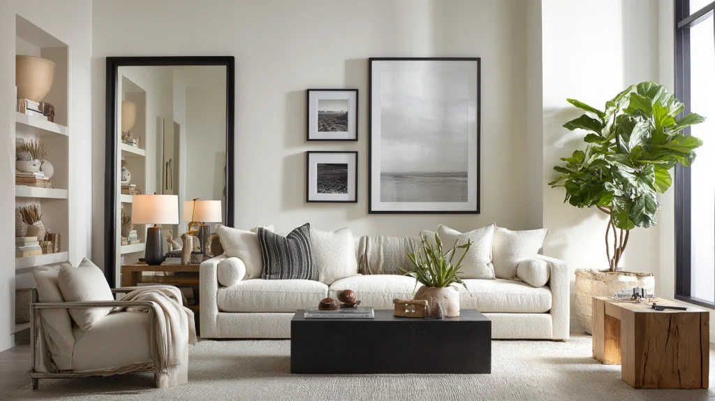 14 Above Couch Wall Decor Ideas for Living Rooms 2 zainy A modern well styled living room featuring a neutral to 7e0c6647 7a42 4c4e ba40 4b73e47d0eef 1