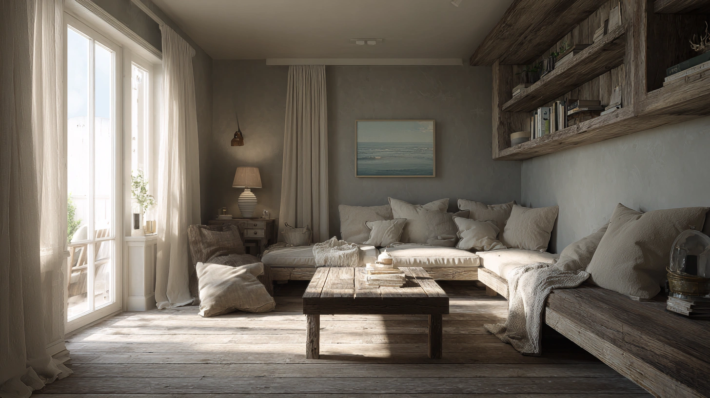 zainy A wide angle cinematic coastal cottage interior that fe 14953b24 500f 41b0 a698 78d802d4c2af 1