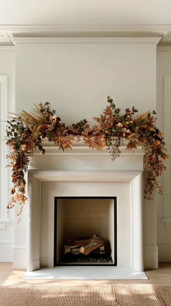 How to Style a Fireplace Mantel for Autumn 5 zainy 4.3. Build the Background Layer With a Garland Base A m 09296468 9d99 4699 a027 8dce7c431d1e 2