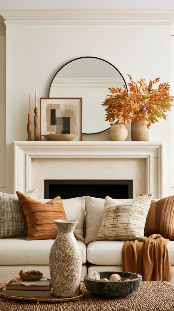 How to Style a Fireplace Mantel for Autumn 9 zainy 8.11. Coordinate the Mantel With the Room A modern livi 78fdfab8 5f70 4cc7 ac5f e4531aec4b4a 3