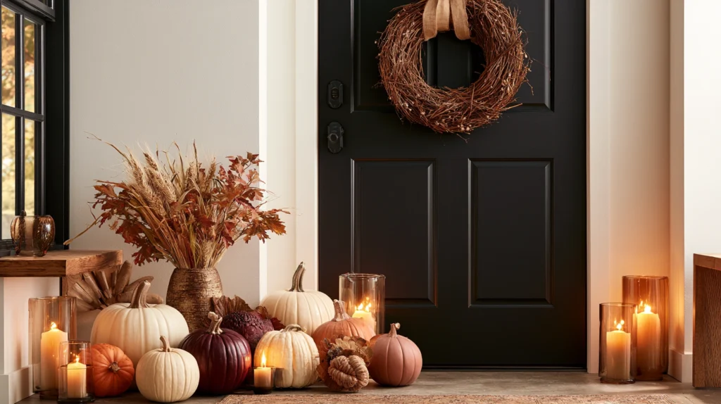 How to Transition Your Home Decor From Halloween to Thanksgiving 2 zainy A bright welcoming modern entryway transitioning from H 52a91c75 df4b 42ac 9b55 08fdd89c5444 2