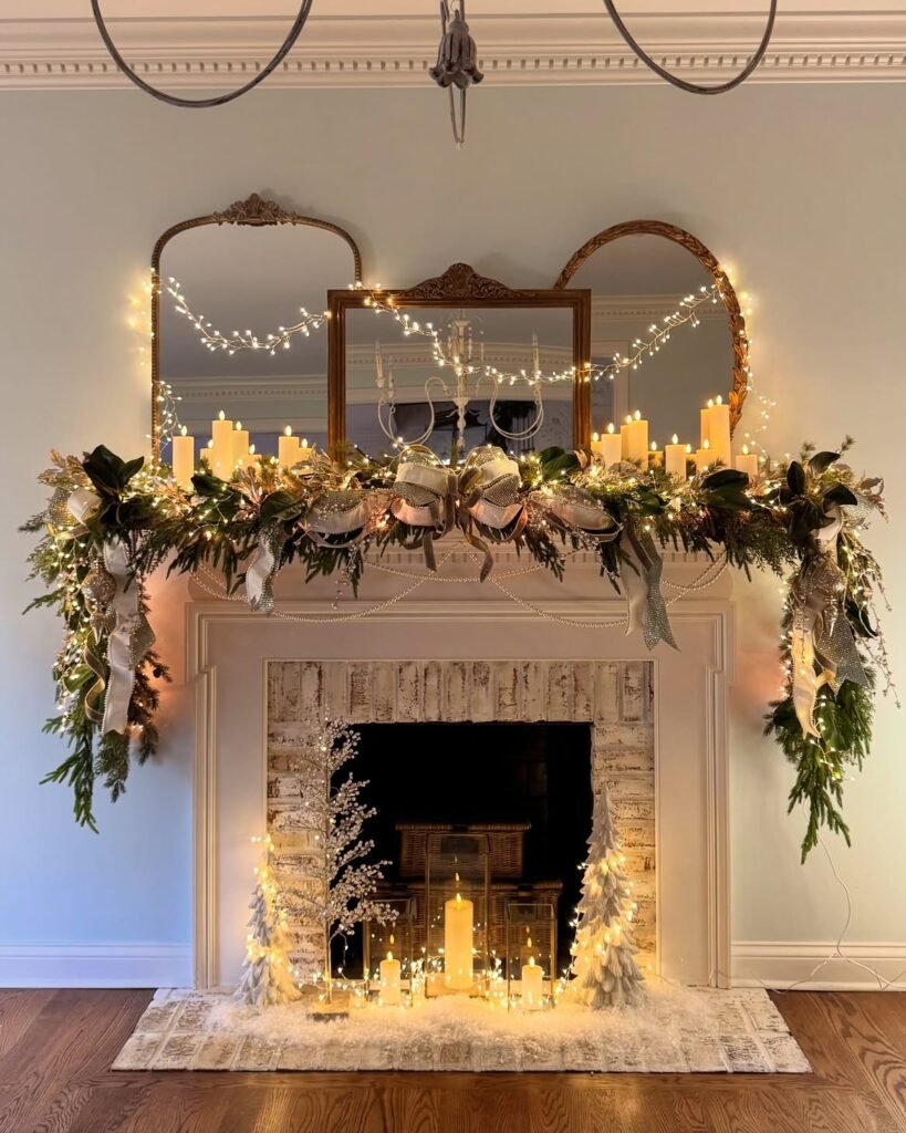 ✨✨✨Christmas Mantel 2024 ✨✨✨ So much inspo went into this beauty Shes full of twinkling lights